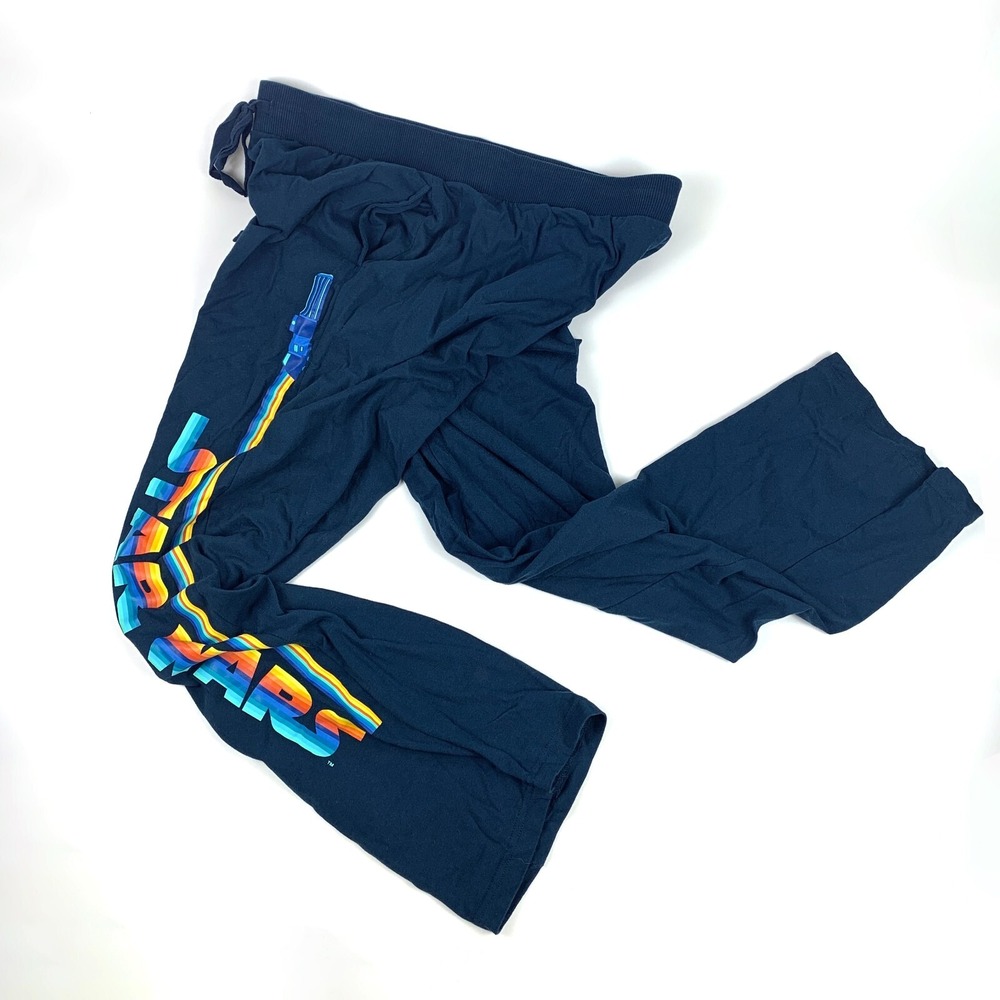 Disney Star Wars Rainbow Light Saber Pants Mens L Teal Cotton/Poly Blend